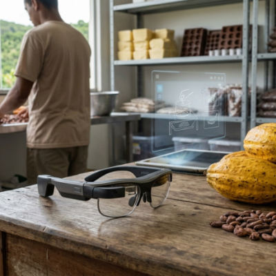 IA e óculos inteligentes criados na Bahia mudam treinamento de trabalhadores do chocolate: entenda como funciona